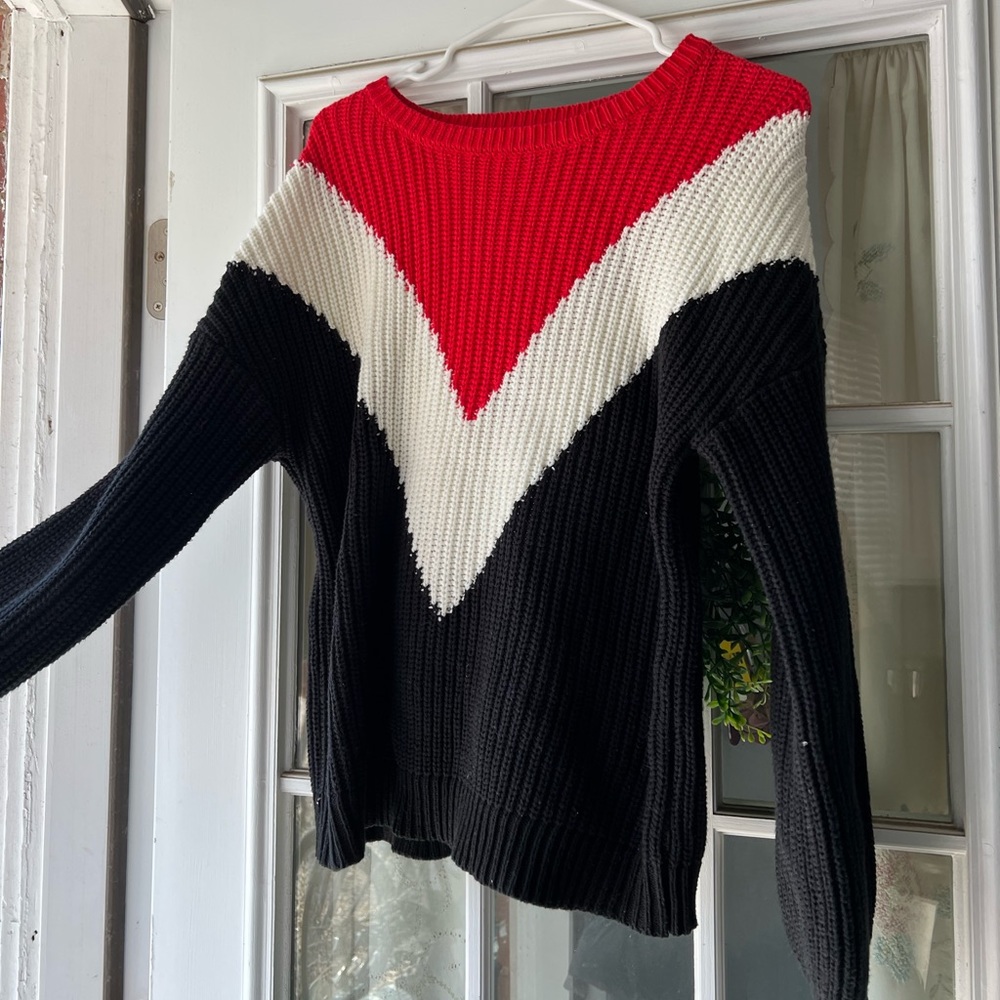 Red Black and White Knitted Sweater